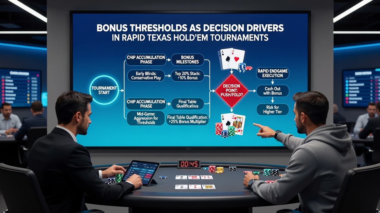 Darstellung von Entscheidungsprozessen und Bonus-Meilensteinen in schnellen Pokerturnieren