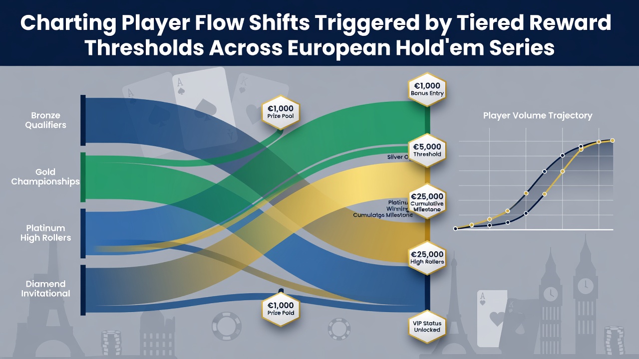 Grafik veranschaulicht Migrationstrends zwischen europäischen Hold'em-Events durch Belohnungsschwellen